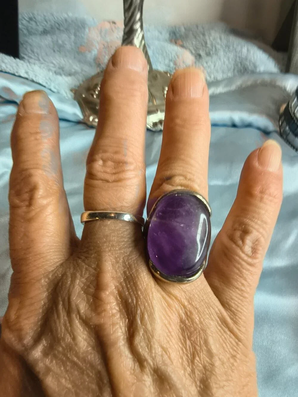 Silver Tone Amethyst Ring